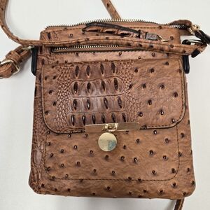 Elegant Brown Textured Crossbody Bag